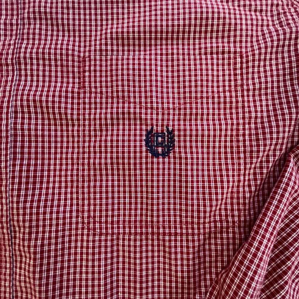 Chaps Mens Red Checkered Long Sleeve Button Down Shirt Easy Care Size XL White - Picture 4 of 6